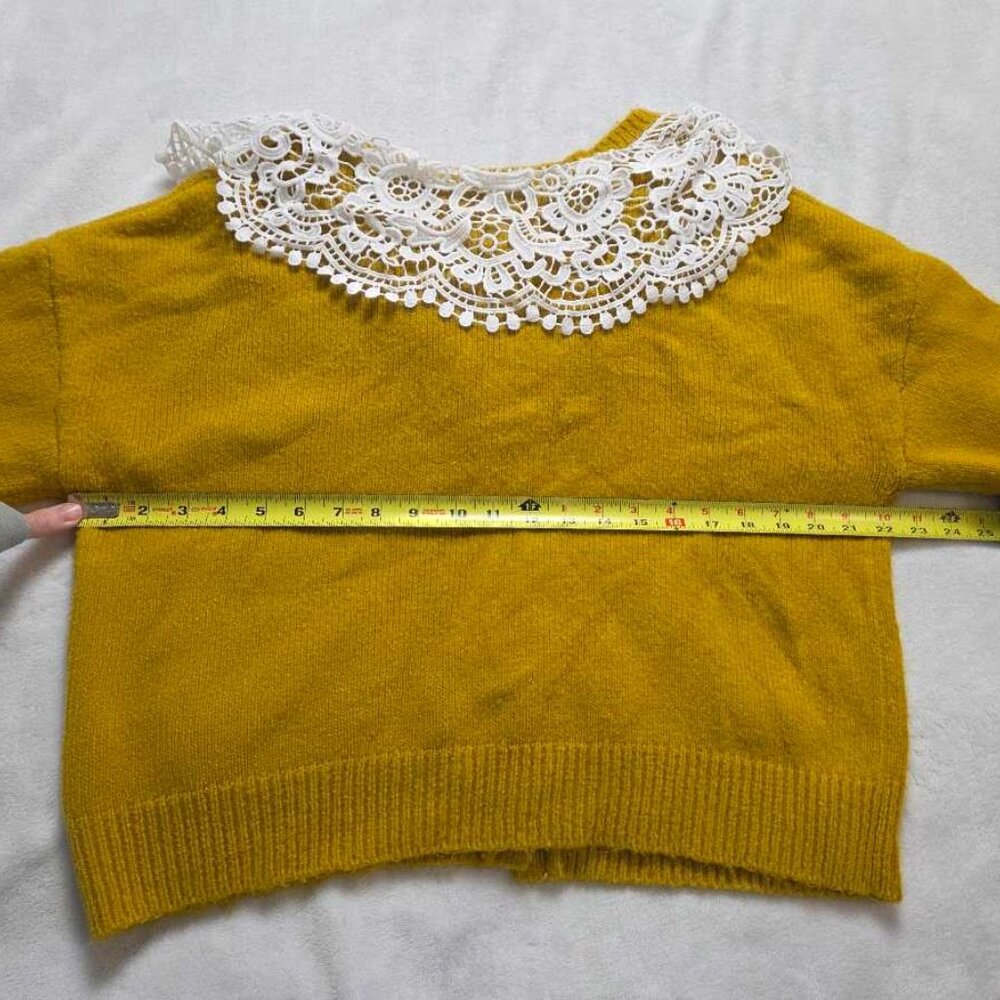XL Maeve x Anthropologie chunky yellow lace cardigan sweater - Picture 8 of 12